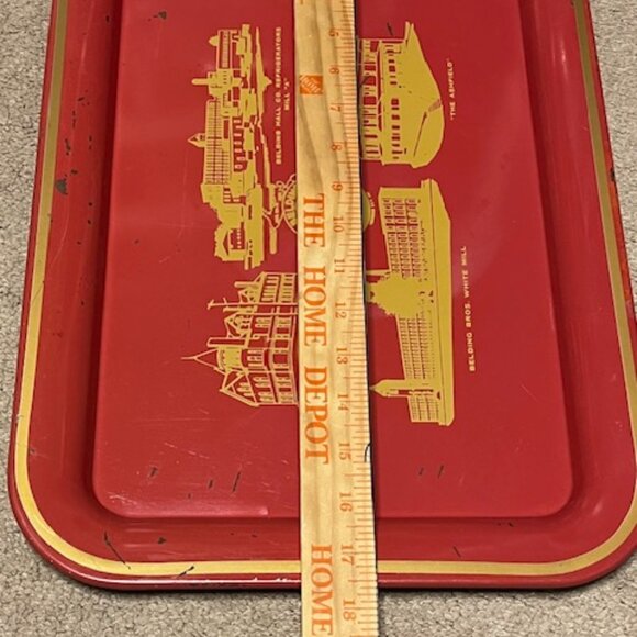 VTG Belding Michigan Centennial Metal Tray 1857-1957 - Red & Gold - Picture 5 of 11